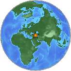 Small globe showing earthquake