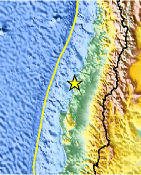 Small map showing earthquake