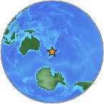 Small globe showing earthquake