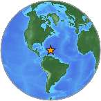 Small globe showing earthquake