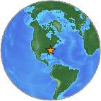 Small globe showing earthquake